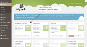 Jetpack WordPress stats plugin active