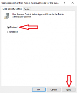 User account control admin approval mode
